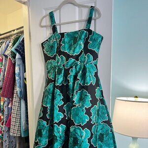 Black and Green Floral Formal Dress - Size L Never Worn!